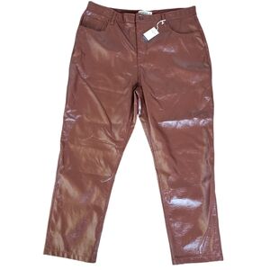 Abercrombie & Fitch High Rise. Brown Vegan Leather pants. 34/18 Short. P…